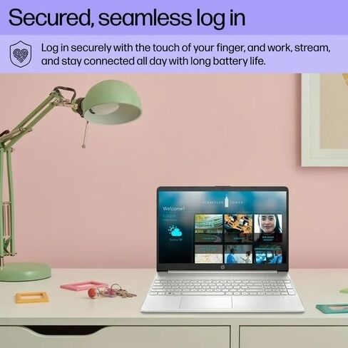 كمبيوتر محمول HP 15 رفيع باللون الفضي Intel i3-1215U سداسي النواة (Beat i5-1135G7) وذاكرة الوصول العشوائي (RAM) سعة 8 جيجابايت وسعة 256 جيجابايت SSD وكاميرا ويب بدقة 15.6 بوصة وواي فاي ورسومات 4K W11 (15-DY5 - متجدد) in Saudi Arabia