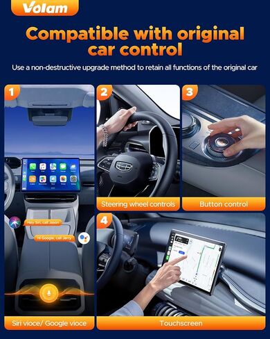 Volam 2024 New Wireless Adapter for Wired CarPlay Android Auto Wireless Adapter, Converts Wired to Wireless for Factory Wired CarPlay Cars from 2016, Type-C/USB, 5G WiFi, Bluetooth in Saudi Arabia