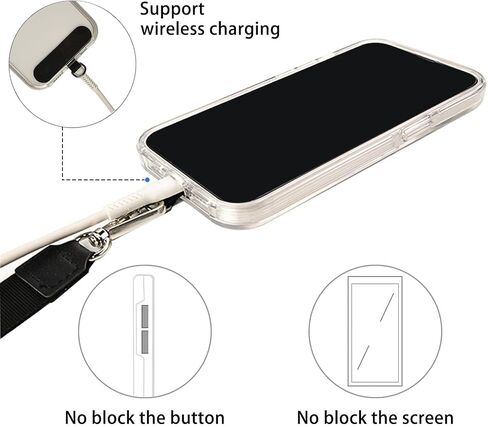 2 PCS Clip for cell phone lanyards and wrist straps, phone lanyard crossbody, Anti-Loss Hanging Metal Ring Replacement Patch Pad for Mobile Smartphone Safety Lanyard Wrist Strap (Nylon Black) in Saudi Arabia