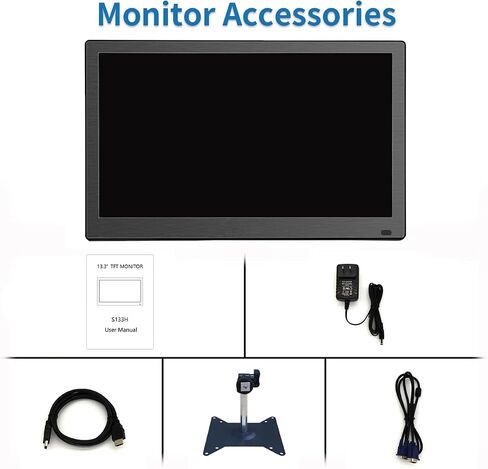 13.3 Inches Security Monitors & Displays, 1920x1080 Resolution, HD、VGA、PC Audio Interface, Built-in Speaker LCD Display Suitable for PC, Microcomputer, Camera, Microphone in Saudi Arabia