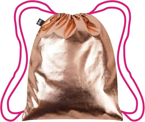 LOQI Metallic Backpack, One Size, Rose Gold in Saudi Arabia