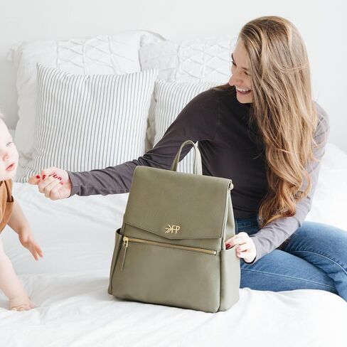 Freshly Picked Mini Diaper Bag II Backpack – Premium Vegan Leather Small Baby Bag without Changing Pad, Compact, Lightweight & Stylish for Moms On-the-Go, Cognac in Kuwait