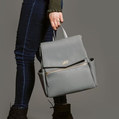 Freshly Picked Mini Diaper Bag II Backpack – Premium Vegan Leather Small Baby Bag without Changing Pad, Compact, Lightweight & Stylish for Moms On-the-Go, Cognac in Kuwait