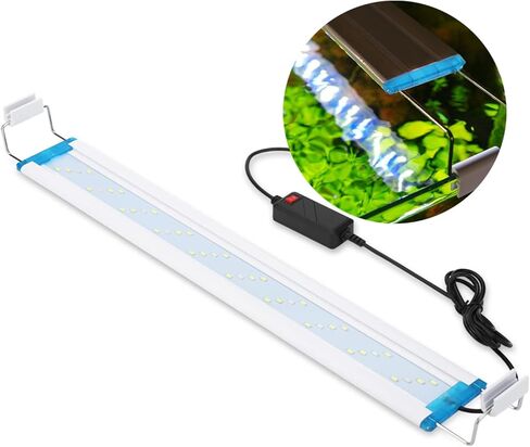 ضوء حوض السمك LED الكلاسيكي الساطع، ضوء خزان أسماك الشعاب المرجانية مع أقواس قابلة للتمديد، مصباح نمو النباتات المائية مصابيح LED بيضاء وزرقاء in Kuwait