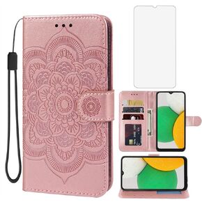 Case for Galaxy A03 Core/Samsung A03 Core SM-A032F Wallet Case with Tempered Glass Screen Protector, Leather Flip Credit Card Holder Stand Phone Cover for Samsung Galaxy A03 Core Rose Gold