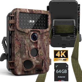 NEW VIEW 4K 48MP Trail Camera for Hunting, Game Cameras with Night Vision 80ft, 0.1s Motion Activated Wildlife Camera Waterproof IP66, No Glow Deer Camera with Screen SD Card Tree Strap for Outdoor