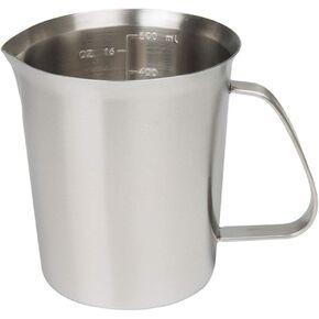Measuring Cup, Stainless Steel Measuring Cup (16 Ounce/ 0.5 Liter- 2 Cup), Milk Frothing Pitcher, Steaming Pitcher, Milk Frothing Cup Jug with Marking with Handle for Espresso Machines, Latte Art