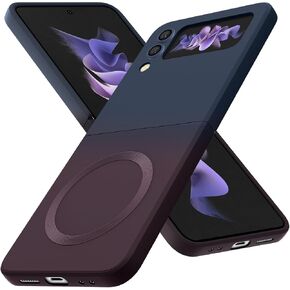 جراب مغناطيسي لهاتف Samsung Galaxy Z Flip 4، جراب واقٍ نحيف من مادة TPU الناعمة اللطيفة والمضادة للصدمات، حماية للشاشة والكاميرا، مقاوم للاصفرار، أزرق إلى أحمر داكن متدرج 8.47 in Kuwait