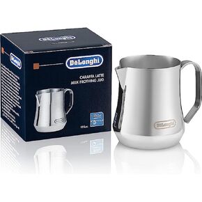 De'Longhi Stainless Steel Milk Frothing Pitcher, 12 ounce (350 ml), Barista Tool, Frother Jug for Espresso Machine Coffee Cappuccino Latte Art, DLSC0, 12 oz