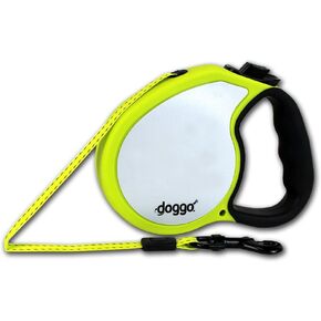 doggo Reflective Retractable Dog Leash, 16' Long Reflective Belt, Medium for Dogs Up to 65 lbs., Neon Yellow with Reflective Accents