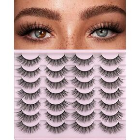 Kiromiro Eyelashes Wispy 10mm False Lashes Natural Look Fluffy 3D Mink Lashes Short Strip Lashes Pack