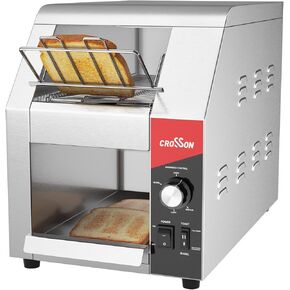 CROSSON ETL Listed Conveyor Toaster 450PCS/Hour 10" Wideness With 3" Opening Heavy Duty Commercial Toaster for Cafes,Buffets, Restaurants and Coffee shops-120V,1800W