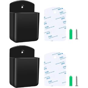 2 PCS Remote Control Holders Wall Mount, Self Adhesive TV Air Conditioner Remote Control Holder, Wall Mount Storage Box Organizer Wall Pen Holder Storage for Home Office School(Black)