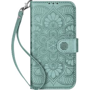 Galaxy S24 Wallet Case, [RFID Blocking] 3 Card Holder Stand with Credit Card Slot PU Leather Magnetic Protective Flip Cover for Galaxy S24 (Green)