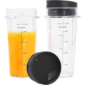 BL660 Blender Cups Compatible with Ninjia, Single Serve 16oz Blender Cups with Sip & Seal Lids Compatible with Nutri Ninjia BL770 BL780 BL740 BL810 Replacement Parts