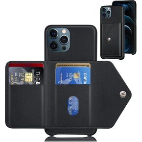 XcaseBar for iPhone 13 Pro Max 6.7" Wallet case with Credit Card Holder,【RFID Blocking】 Zipper Flip Folio Book PU Leather Phone case Shockproof Cover Women Men for Apple 13ProMax case Black