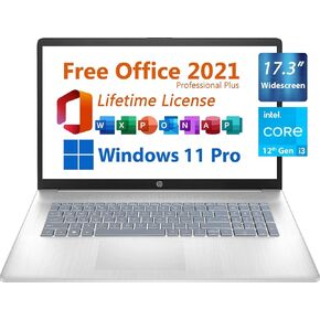 HP 2024 17.3" Business Laptop, Widescreen FHD 1920x1080 Display,Free Microsoft Office 2021 with Lifetime License, Intel 6-Core i3-1215U 4.4 GHz,16GB RAM,1TB PCIe SSD, Type C, Windows 11 Pro