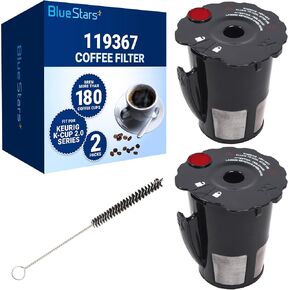 (2023 Update) Universal Fit 4 Packs 119367 Reusable Coffee Filter with Cleaning Brush by BlueStars - Exact Fit For Keurig K-cup 2.0 Series Model K200 K250 K300 K350 K400 K450 K460 K475 K460 K500 K550
