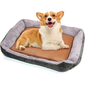 Seasonal Universal Pet Bed, Suitable for Small and Medium-Sized Dog Beds and Small Cat Beds, Equipped ith Detachable Pet Cooling Sleeping Pads, Non Slip Cat and Dog Beds, 27 x 21 x 6 inch Gray.