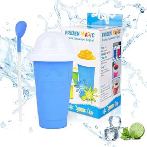 Slushie Maker Up,Quick Frozen Double Layers Cup, Squeeze It Into Ice Homemade Ice Cream Ice Drink,Portable For Outdoor Travel, Gift For Kids Cool Summer (Green), 8.11*4.17 inch in Saudi Arabia