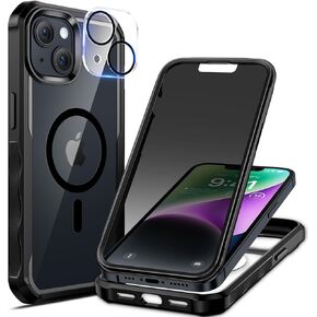 seacosmo Magnetic for iPhone 14 Plus Case, with Built-in Privacy Screen Protector and Camera Lens Protector, Full Body Protection/Anti Peeping/Anti-Scratch, for iPhone 14 Plus Black