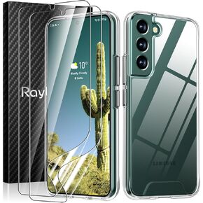 Rayboen for Samsung Galaxy S22 Case, Crystal Clear Designed Flexible Shockproof Protection Phone Cover for Galaxy S22- Anti-Scratch Transparent Hard PC Back Protective Bumper Cases