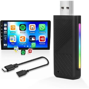 Wireless CarPlay Adapter, for Factory Wired CarPlay 2024 Upgrade, Plug & Play, Stable and Fast Connection, Convert Factory Wired to Wireless CarPlay Dongle, with USB-A and USB-C Adapter in Kuwait