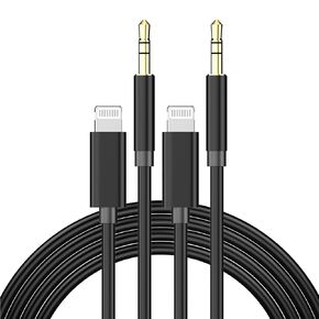 Apple MFi Certified Aux Cord for iPhone, 2 Pack Lightning to 3.5mm Audio Jack Adapter, Lightning to Aux Cable Compatible with iPhone 14 13 12 11 XS XR X 8 for Car Home Stereo/Speaker/Headphone, White