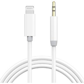 Apple MFi Certified Aux Cord for iPhone, 2 Pack Lightning to 3.5mm Audio Jack Adapter, Lightning to Aux Cable Compatible with iPhone 14 13 12 11 XS XR X 8 for Car Home Stereo/Speaker/Headphone, White in Kuwait