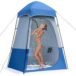 Camping Shower Tent, Oversize Pop Up Changing Tent, Portable Outdoor Bathroom Toilet Tent with Floor, Easy Set Up Privacy Shelter for Dressing, Hiking, Fishing, UPF50+