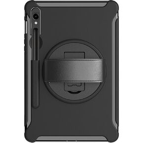 SaharaCase Protection Hand Strap Series Case Cover for Samsung Galaxy Tab S8, Tab S9 and Tab S9 FE (2023) [Shockproof Bumper] Heavy Duty Rugged Protection Antislip Integrated Kickstand - Black
