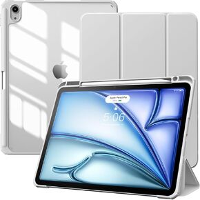 TiMOVO Case for iPad Air 11 Inch M2 2024 with Pencil Holder, iPad Air 6th/5th/4th Generation Case (2024/2022/2020) 10.9 Inch, Slim Stand Protective Cover with Transparent Back Shell, Sky Blue(V1)