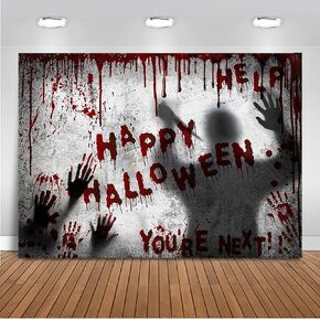 Mocsicka Happy Halloween Backdrop Horror Ghost Shadow Blood Hand Halloween Party Background Nightmare Before Christmas Background Scary Ghost Party Decorations for Photography (7x5ft)