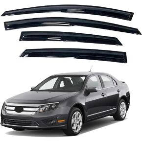Window Visor Compatible with Ford Fusion 2006-2012 & Lincoln MKZ 2007-2012 & Mercury Milan 2006-2010 & Lincoln Zephyr 2006, Rain Guard Tape-On Extra Durable Side Vent Window Deflector