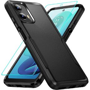 for Moto G 5G 2024 Case with Screen Protection: Heavy Duty Protective Shockproof and Scratch Proof Cell Phone case for Motorola Moto G 5G 2024-Black