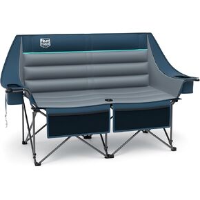 TIMBER RIDGE Fully Padded Double Camping Chair, Heavy Duty Outdoor Folding Camp Couch, Loveseat Camping Chairs Perfect for Campsites, Patio/Lawn, Soccer Games or Other Youth Sports, Supports 600 lbs