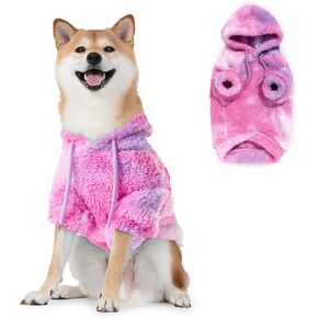 Haloumoning Tie Dye Dog Clothes Fleece Hoodie, Pet Winter Coat, Pet Outfit, Cat Clothing, Puppy Pullover Sweatshirts for Small Medium Large Dogs Boy Girl