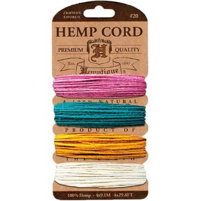 Hemptique Hemp Cord 4 Color Cards - Made with Love - Crafter’s No. 1 Choice – Eco Friendly – Plant Hanger - Scrapbooking – Gardening – Macramé – Home Décor (Earthy Pack)