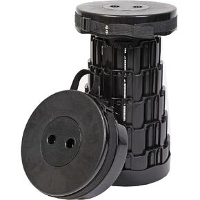 MaxWorks 50636 Collapsible Folding Portable Retractable Telescoping Lightweight Two Color Red Black Stool with Load Capacity 400 lbs for Travel, Fishing, Camping, Garden, Kitchen