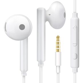 MAS CARNEY Wired Headphones Earbuds with Microphone WH6, in-Ear Wired Earphones Compatible with Samsung Huawei Vivo Oppo Mi Redmi Lenovo, White