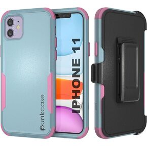Punkcase for iPhone 11 Belt Clip Holster Case [Patron Series] 4-1 Rugged & Protective Multilayer Phone Cover W/Integrated Kickstand for iPhone 11 (5.8") (2019) [Red-Black]