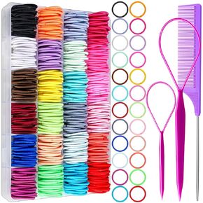 Elastic Hair Tie 24 Colors, YGDZ Baby Hair Ties 312PCS Small Elastic Hair Bands for Girls with Organizer Box, 2cm Ponytail Holder for Fine to Medium Hair, Hair Accessories for Baby Girls Toddlers Kids