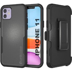 حافظة Punkcase لهاتف iPhone 11 بمشبك حزام [سلسلة Patron] 4-1 غطاء هاتف متعدد الطبقات متين وواقٍ مع مسند مدمج لهاتف iPhone 11 (5.8") (2019) [أحمر وأسود]