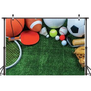 LYWYGG 7x5ft School Playground Photography Backdrops Sports Goods Grassland Backdrop for Studio Prop Photo Background Photography Props CP-14