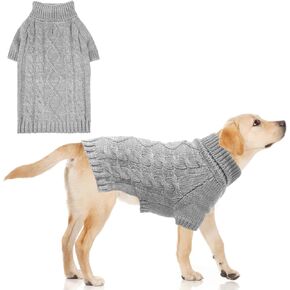 KOOLTAIL Thermal Knitted Dog Sweater for Small Medium Large Dogs, Turtleneck Cable Knit Doggy Winter Coat Warm Clothes Sweatshirt Outfits for Cold Weather, Pullover Pet Jumper for Puppy Cats Blue SM in Kuwait