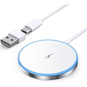 Magnetic Wireless Charger 15W Fast Charging Mag-Safe Charger for iPhone 16/15/14/13/12 Pro/Max/Plus/Mini and AirPods 3/2/Pro 2/Pro Portable Magnet Charger Pad with Dual Charging Ports