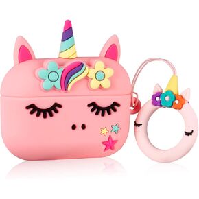 حافظة Mulafnxal لـ Airpod Pro 2019/Pro 2 Gen 2022، غطاء القرون الهوائية من السيليكون الكرتوني اللطيف، مجموعات سلسلة مفاتيح ثلاثية الأبعاد مرحة وفريدة من نوعها رائعة وحافظات جلدية ناعمة للأطفال والأولاد والبنات لـ Airpods Pro (زهرة) in Kuwait