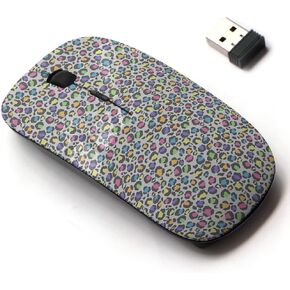 2.4G Wireless Mouse with Cute Pattern Design for All Laptops and Desktops with Nano Receiver - Leopard Print Design
