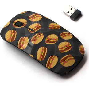 2.4G Wireless Mouse with Cute Pattern Design for All Laptops and Desktops with Nano Receiver - Tasty Juicy Greasy Cheeseburger