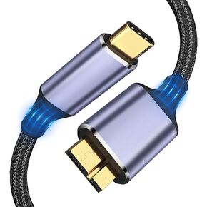 Micro B to USB C Hard Drive Cables, 3.3FT 10 Gbps USB C to Micro B, External Hard Drive Cable Compatible with MacBook Pro/Air, iPad/Tablet, iPhone, Samsung Galaxy S24, WD Seagate etc